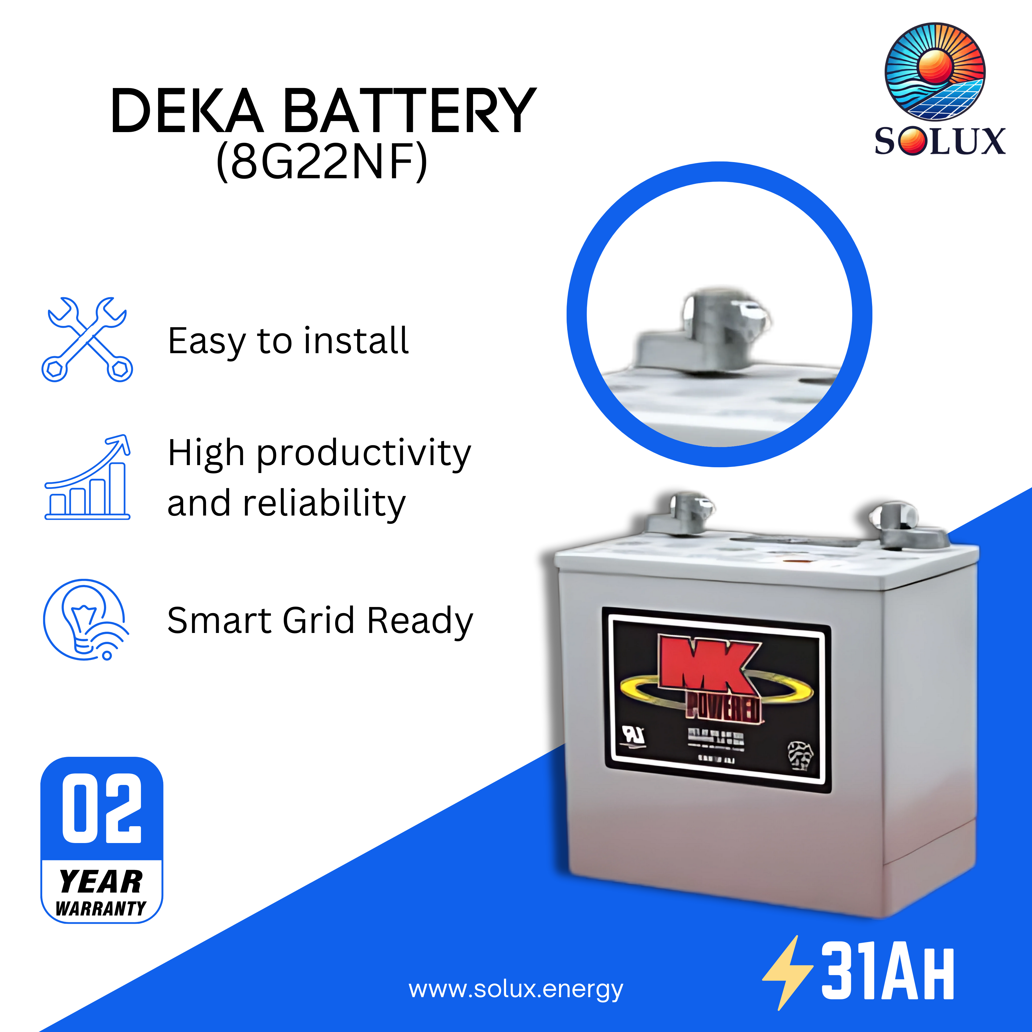 This is an image of MK Deka 51Ah 12 volt Gel Cell Battery Deep Cycle